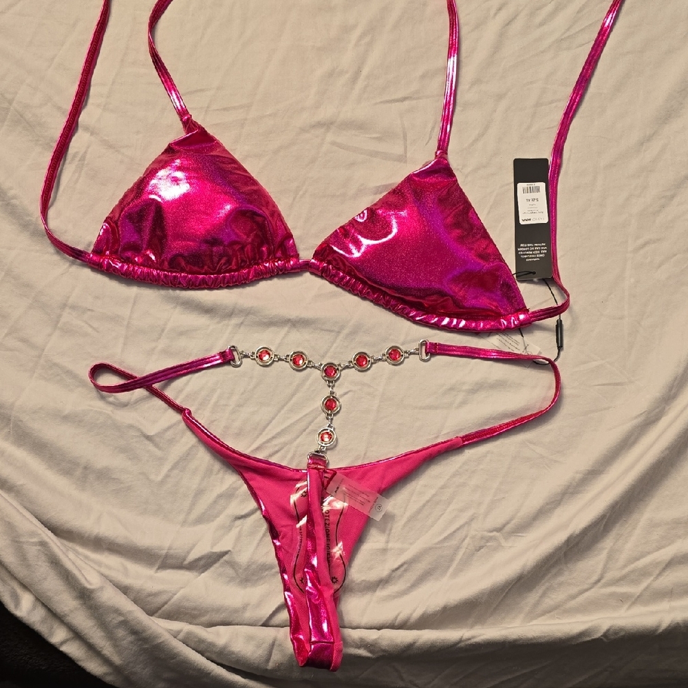 Fashion Nova Shiny Pink Bikini